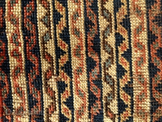 Early Afshar fragment in the cane design. All good natural dyes and colors. A very attractive piece. Medium low pile. Clean. Buyer pay shipping. Size 17X12in./43X30cm.       