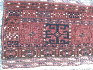 Ersari Torba, late 19thC. Very good condition with close to full pile. Soft glossy wool and handle. White in lower kilim end appears to be cotton. Kilim end contains attractive embroidered designs.  ...