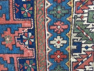 Antique Shirvan Lesghi Star rug, late 19thC. All natural dyes including nice saturated blues and greens. Very good original condition with several 
old professional reweaves. Iconic and detailed design with excellent spacing.  ...