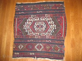 Antique, 1890s or older, Turkish Malatya region flat-weave bag face, containing embroidery and silk highlights. Great variety of colors in all natural dyes. Colors are brighter than shown in these digital photos.  ...