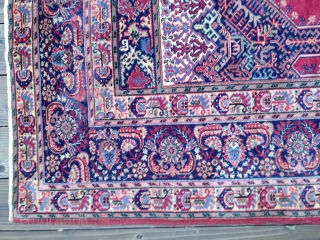 Antique Anatolian Prayer Rug, probably late 19thC. Very good condition with all colors derived from natural dyes. Original flat selvedges. Ends original and stabilized. Size 4'2"X 6'4". Good pile throughout except for  ...
