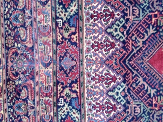 Antique Anatolian Prayer Rug, probably late 19thC. Very good condition with all colors derived from natural dyes. Original flat selvedges. Ends original and stabilized. Size 4'2"X 6'4". Good pile throughout except for  ...