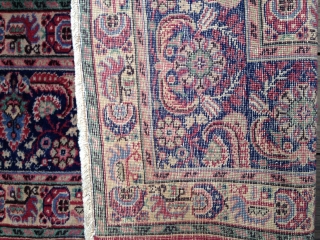 Antique Anatolian Prayer Rug, probably late 19thC. Very good condition with all colors derived from natural dyes. Original flat selvedges. Ends original and stabilized. Size 4'2"X 6'4". Good pile throughout except for  ...