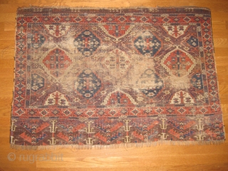 Antique, 3rd Qtr 19th C. Chodor chuval. Main image is of the back. This is a
well distressed piece but a great example of this hard-to-find type. Size 3'11" X 2'8".   