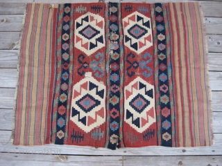 Antique Shahsavan or Shirvan mafrash panel fragment from around 3rd Qtr 19th C. 
Really good variety of natural colors. 4'1" X 3'3". Hand washed. Price reduced.
       