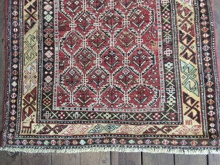 Lovely Antique Dagestan Prayer Rug with an attractive lattice field, circa 4th Quarter 19th Century. All natural colors including lemon yellow. Several quadrupeds in the field. Intricate border designs. Original selvedges. Good  ...