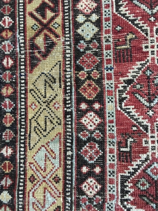 Lovely Antique Dagestan Prayer Rug with an attractive lattice field, circa 4th Quarter 19th Century. All natural colors including lemon yellow. Several quadrupeds in the field. Intricate border designs. Original selvedges. Good  ...