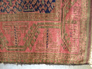 Antique Baluch rug from the 19th Century. All natural colors dominated by a beautiful cochineal red. Extremely glossy silky wool and soft thin handle. Medium to low pile. Retains a good part  ...