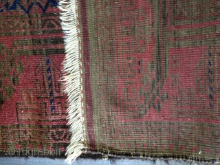 Antique Baluch rug from the 19th Century. All natural colors dominated by a beautiful cochineal red. Extremely glossy silky wool and soft thin handle. Medium to low pile. Retains a good part  ...