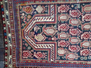Antique "Black" Marasali Shirvan Prayer rug. Very good condition with all organic colors including a beautiful medium blue. Medium to low pile with a few minor repairs. Ends have been stabilized. Size:  ...
