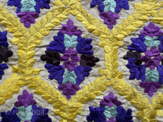 Antique Moroccan Rabat Hand Silk Embroidered Textile.Size 111x94 Cm.Small Spot Kindly See Pictures Carefully Please.Contact For More Info And Price Nabizadah_carpets@yahoo.com            