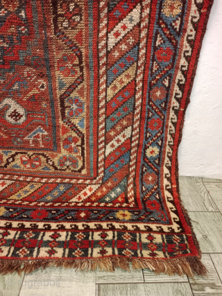 Antique Collectible Persian Tribal Khamseh Wool Rug.Size 236×142 Cm.Good Age And Low Pile In Some Areas.Contact For More Info And Price Nabizadah_carpets@yahoo.com           