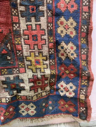 Antique Rare Collectible Caucasian Gendje Worn Rug.Size 200x94 Cm.Distressed And Worn.Contact For More Info And Pictures Nabizadah_carpets@yahoo.com                