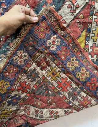 Antique Rare Collectible Caucasian Gendje Worn Rug.Size 200x94 Cm.Distressed And Worn.Contact For More Info And Pictures Nabizadah_carpets@yahoo.com                