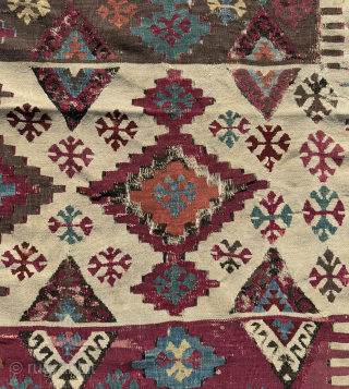 Antique Hand Woven Turkey Anatolian One Part Wool Weaving Kilim.Worn And Damaged.Size 327x81 Cm.Contact For More Info And Pictures Nabizadah_carpets@yahoo.com             