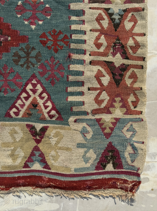Antique Hand Woven Turkey Anatolian One Part Wool Weaving Kilim.Worn And Damaged.Size 327x81 Cm.Contact For More Info And Pictures Nabizadah_carpets@yahoo.com             