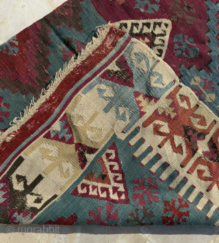 Antique Hand Woven Turkey Anatolian One Part Wool Weaving Kilim.Worn And Damaged.Size 327x81 Cm.Contact For More Info And Pictures Nabizadah_carpets@yahoo.com             