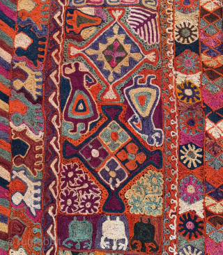 Gorgeous Old Collectible Pictorial Figurative Iraq Marsh Arab Beni Hasan Wool Embroidered Wedding Blanket.Size 233x160 Cm.Good Condition.Contact For More Info And Price Nabizadah_carpets@yahoo.com          