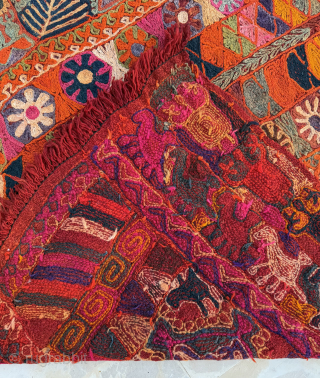 Gorgeous Old Collectible Pictorial Figurative Iraq Marsh Arab Beni Hasan Wool Embroidered Wedding Blanket.Size 233x160 Cm.Good Condition.Contact For More Info And Price Nabizadah_carpets@yahoo.com          