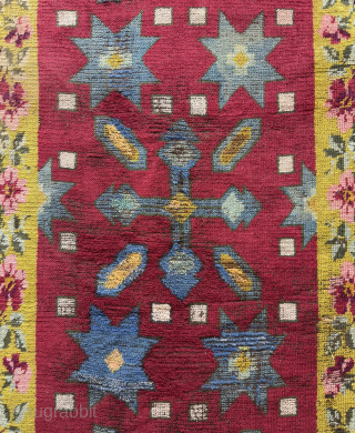 Fabulous Hand Knotted Very Interesting Unusual European? Old Wool Rug.Size 202x93 Cm.Low Pile In Some Areas Kindly See Pictures Carefully Please.Contact For More Info And Price Nabizadah_carpets@yahoo.com      