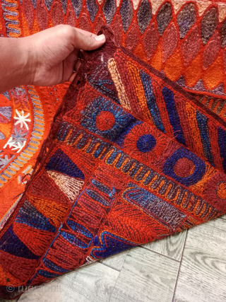 Gorgeous Collectible Iraq Marsh Arab Beni Hasan Wedding Wool Embroidered Blanket.Size 250×157 Cm.Condition is Excellent.Contact For More Info And Price Nabizadah_carpets@yahoo.com            