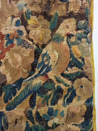 Antique Hand Woven French Aubusson Style Flemish Verdure Tapestry Fragment Cushion Cover 17th or 18th Century Wool And Silk Material.Size 43×40 Cm.Damages And Worn Kindly See Pictures Carefully Please.Contact For More Info  ...
