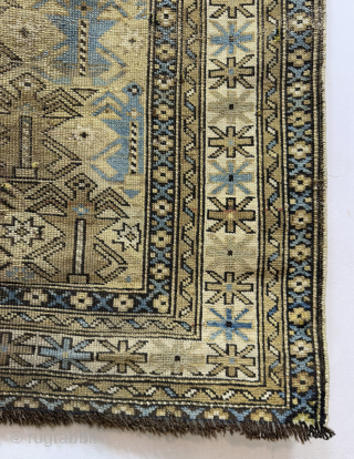 Antique Rare Collectible Hand Knotted Distressed Low Pile Shirvan Azerbaijan Wool Rug.Size 144x121 Cm.Old Repair Which Had Done Kindly See Pictures Carefully Please.Contact For More Info And Price Nabizadah_carpets@yahoo.com    
