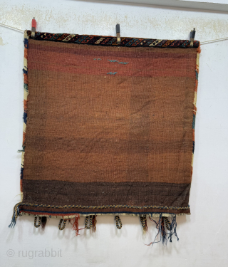 Antique Rare Collectible Hand Knotted Persian Afshar Unusual Size Single Saddle Bag Face Rug With Original Backing Ca-1900s Size 74x74 Cm.Good Age And Good Condition.Contact For More Info And Price Nabizadah_carpets@yahoo.com  