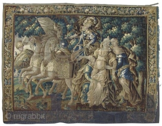 Nagel Auction September 7, 2010. Lot 1, Tapistry, Aubusson or Fellentin, France circa 1600. 288 cm x 365 cm. From a South German Private Collection, according to the consigner bought in Turin  ...