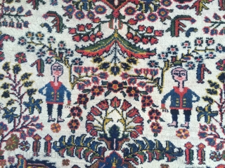 Persian Bakhtiary Kelley, lovely details like men on horses, size: ca. 490x150cm / 16'1''ft x 4'9''ft , age: circa 1920             