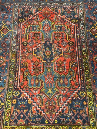 Colorful antique Persian Bidjar Gerrus rug from an old German estate. This rug is woven on a wool foundation, this indicates its high age. Size circa 158x107cm / 5’2ft by 3’5ft   ...