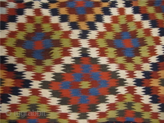 Antique Qashqai tribal kilim with a so called eye dazzler design.Beautiful colors.19th century.size: ca 315x175cm / 10'3'' x 5'7'' www.najib.de             