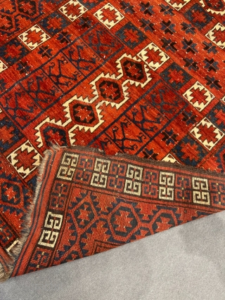 A very nice antique Turkmen Ersari Ensi, good age and quality. Some condition problems in the upper part, nothing serious.             