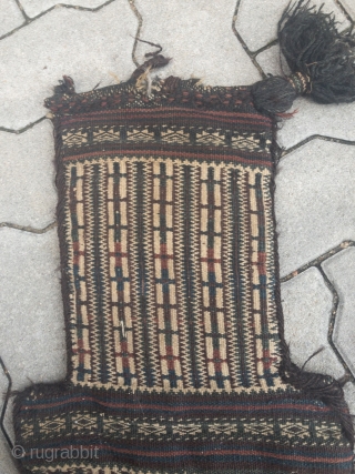 Nice collector´s item: Antique flatwoven doublesided Baluch saltbag or so called Namakdan.                     