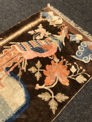 Antique Chinese Pao Tao rug displaying a phoenix, size: ca. 135x70cm / 4'4ft by 2'3ft                  