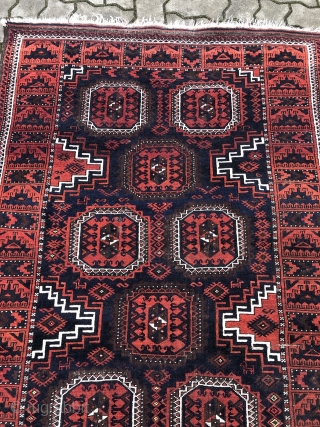 Fine antique Torbat e Heydarieh Baluch rug with lovely small animals and a cool "Ufo" border, size: 205x115cm / 6'7''ft x 3'8''ft.           