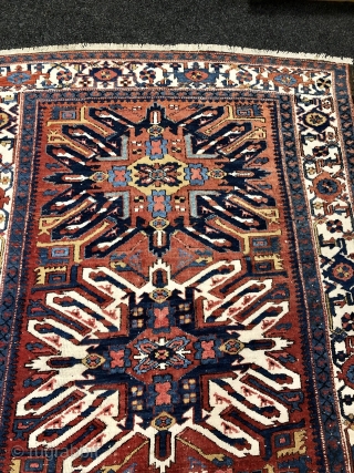 Antique Adler Kazak inspired Karadja rug from Northwest Persia, size: 220x145cm / 7'2ft by 4'8ft                  