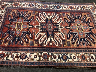 Antique Adler Kazak inspired Karadja rug from Northwest Persia, size: 220x145cm / 7'2ft by 4'8ft                  