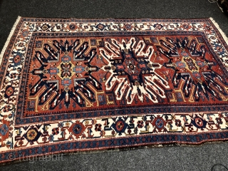 Antique Adler Kazak inspired Karadja rug from Northwest Persia, size: 220x145cm / 7'2ft by 4'8ft                  