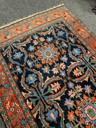 Antique Bidjar Gerrus rug from Westpersia, age: circa 1870. Very nice drawing, beautiful navy blue field color. Wool foundation, good condition. Size: circa 210x135cm / 7ft by 4’5ft  http://www.najib.de   