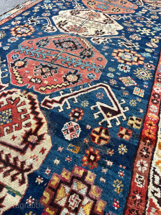 From an old German estate: A very nice antique Caucasian rug with archaic design. Size circa 230x135cm / 7‘6ft by 4‘4ft http://www.najib.de           