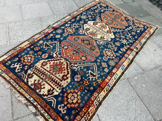 From an old German estate: A very nice antique Caucasian rug with archaic design. Size circa 230x135cm / 7‘6ft by 4‘4ft http://www.najib.de           