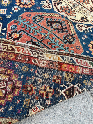 From an old German estate: A very nice antique Caucasian rug with archaic design. Size circa 230x135cm / 7‘6ft by 4‘4ft http://www.najib.de           