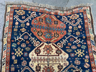 From an old German estate: A very nice antique Caucasian rug with archaic design. Size circa 230x135cm / 7‘6ft by 4‘4ft http://www.najib.de           