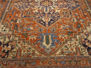 Antique squarish Heriz carpet. Very decorative. Size: ca 352x310cm /10'2" x 11'6" More pictures on www.najib.de                 