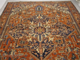 Antique squarish Heriz carpet. Very decorative. Size: ca 352x310cm /10'2" x 11'6" More pictures on www.najib.de                 