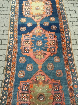 Fresh arrival from a German estate: Antique runner from Northwest Persia, woven on a wool foundation. Very decorative  size: ca. 415x118cm / 13'7''ft x 3'8''ft www.najib.de      