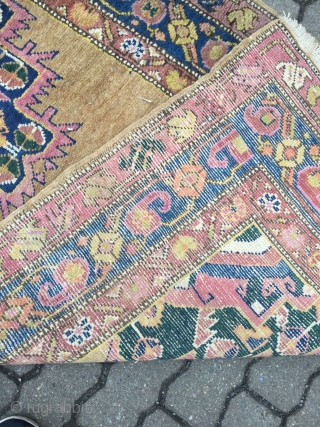 Antique camel ground Heriz runner, size: 435x105cm / 14'3''ft x 3'4''ft                      