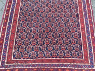 Large antique Afshar tribal rug from Southpersia with a very well drawn Boteh field pattern. Wool foundation, good quality. Size: ca. 305x165cm / 10ft x 5'5''ft some light wear, otherwise good overall  ...