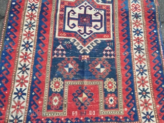 Antique Caucasian Fachralo prayer rug, age: 19th century. Size: 182x115cm / 6ft x 3'8''ft , some spots of wear, still a very nice rug.         